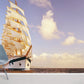 Living Room Wallpaper Mural Featuring a Sailing Boat and the Sky