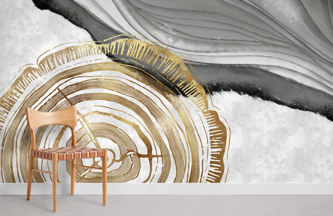Wallpaper Mural of an Abstract Annual Ring in a Room