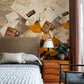 Bedroom Covered in an Abstract Mesh Blocks Wallpaper Mural