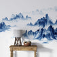 abstract blue mountain wallpaper mural hallway decor
