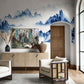 watercolor blue painting mountain wallpaper mural room decoration