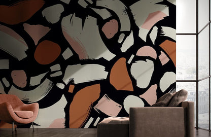 abstract brush wall mural living room decoration