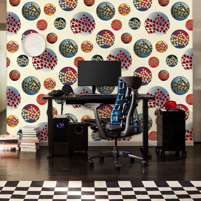 Home and Office Decoration Featuring an Abstract Circles Wallpaper Mural