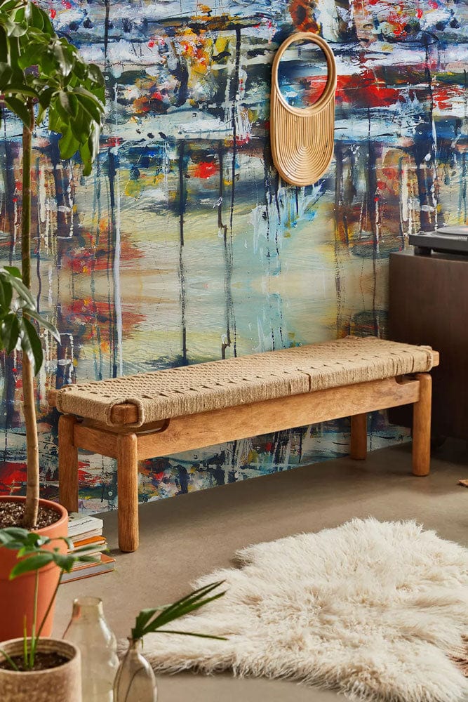 Painting Wallcovering Mural with Abstract Colorful Painting Design for Hallway Decoration