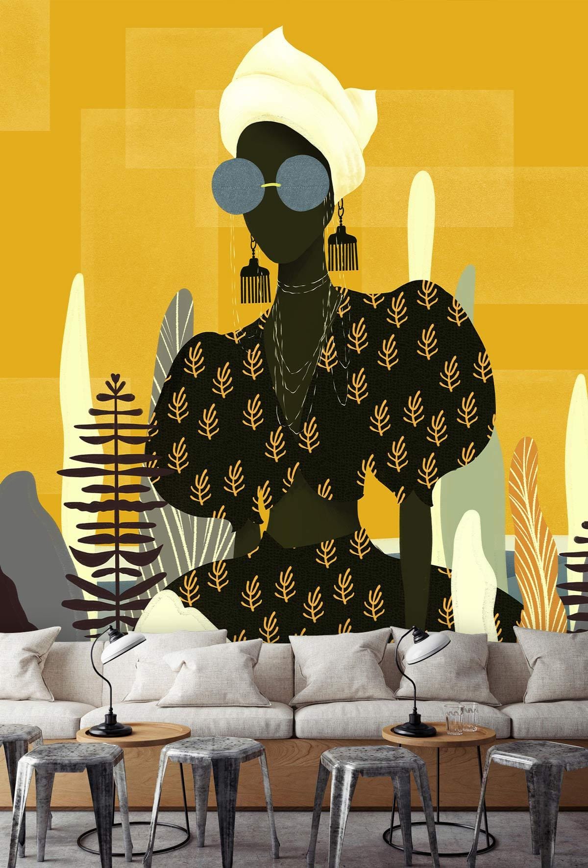 Abstract Figure Wallpaper Mural Living Room