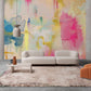 Abstract Watercolor Brushstroke Wallpaper in living room
