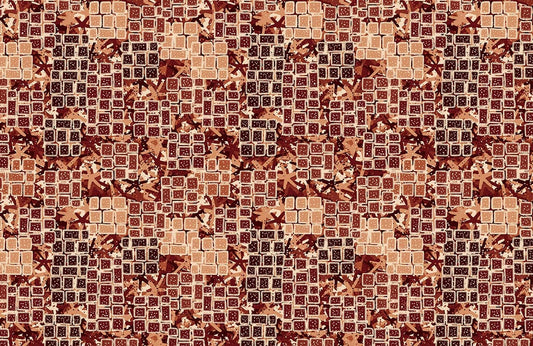 Rustic Brick Mosaic Geometric Mural Wallpaper