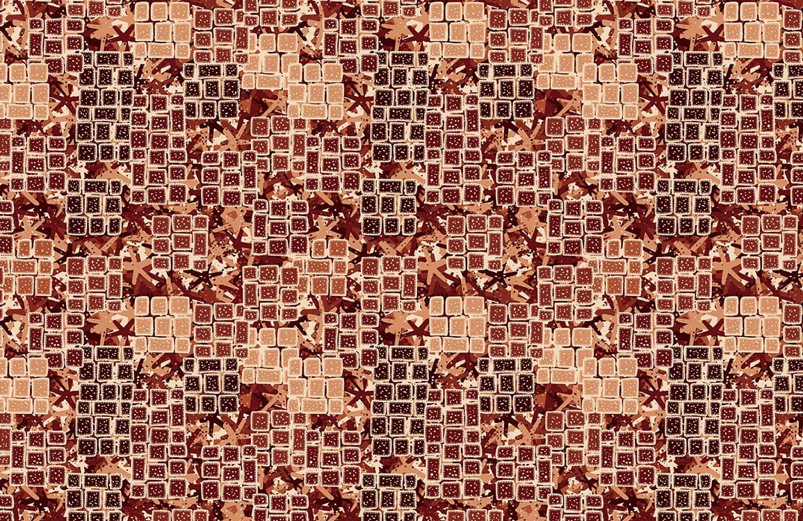 Rustic Brick Mosaic Geometric Mural Wallpaper