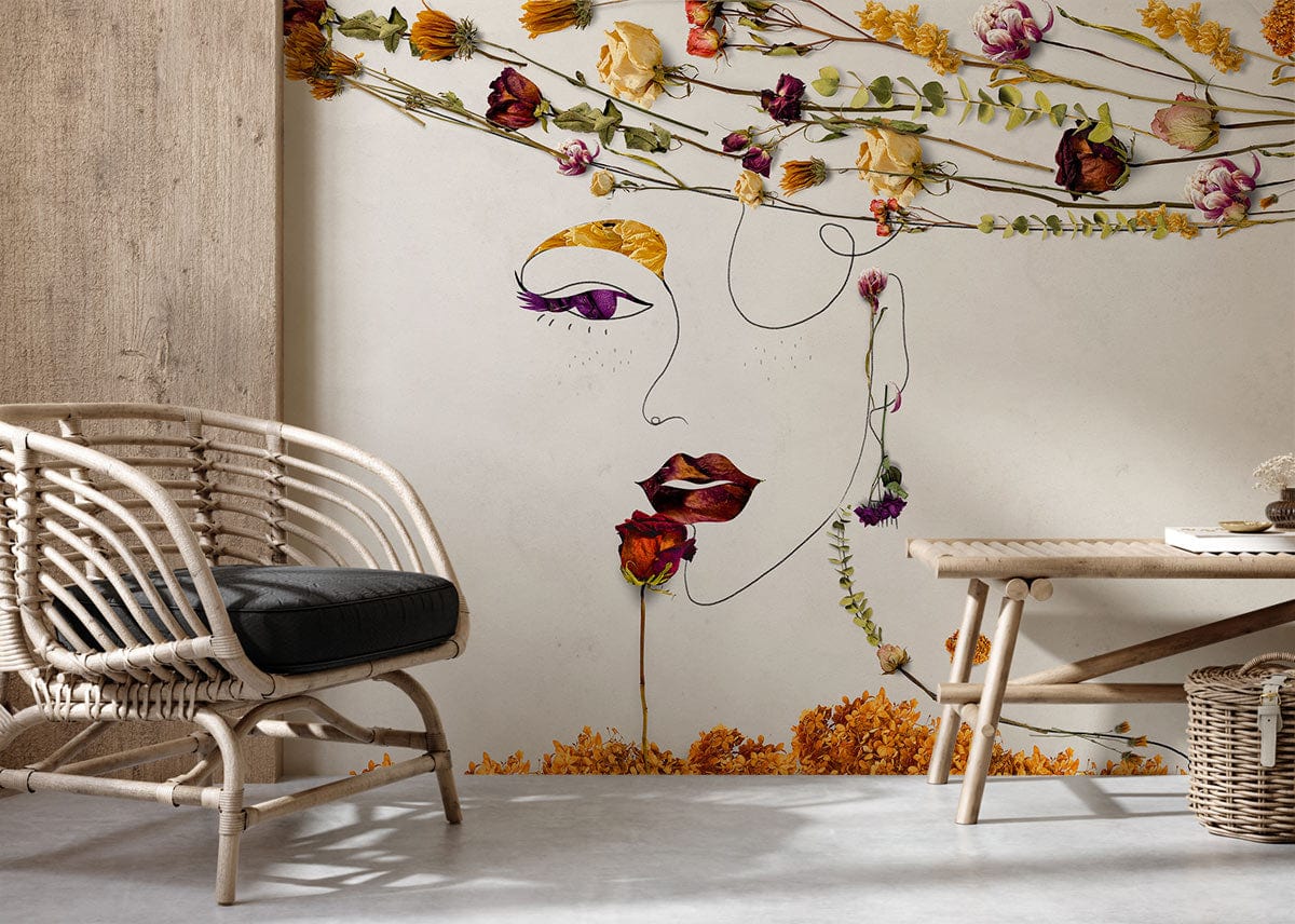 Floral Beauty Mural Wallpaper Custom Decoration Idea
