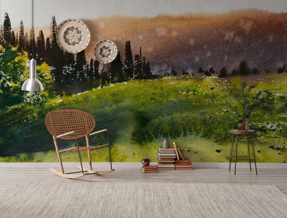 abstract painting wallpaper mural corridor art design