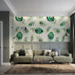 Green Abstract Peacock Feather Wallpaper Mural for Use in Decorating the Living Room