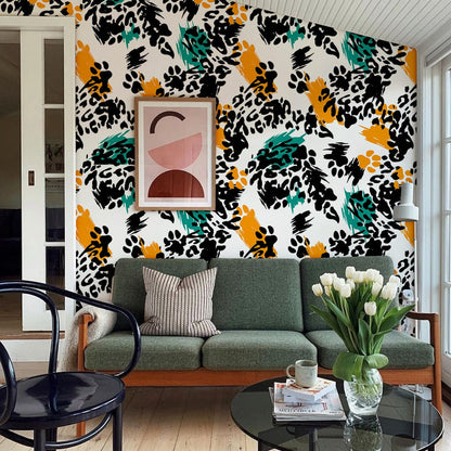 funny leopard print animal wallpaper living room