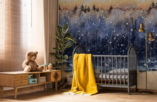 abstract painting forest wall mural lounge decor