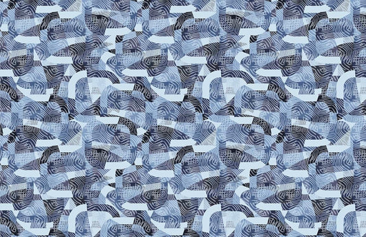 Abstract Wave Pattern Blue Mural Wallpaper