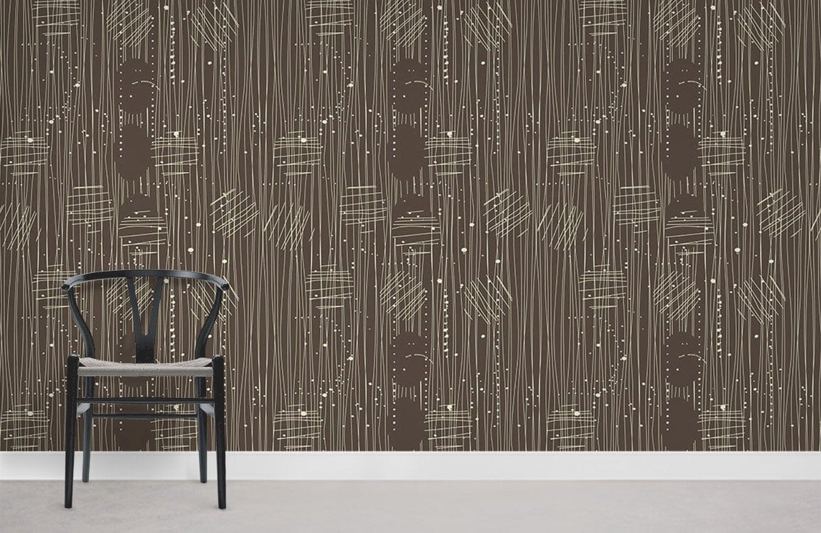 Modern Abstract Geometric Brown Mural Wallpaper