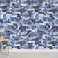 Abstract Wave Pattern Blue Mural Wallpaper