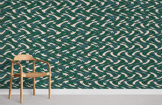 Abstract Design Green Wallpaper Mural Room