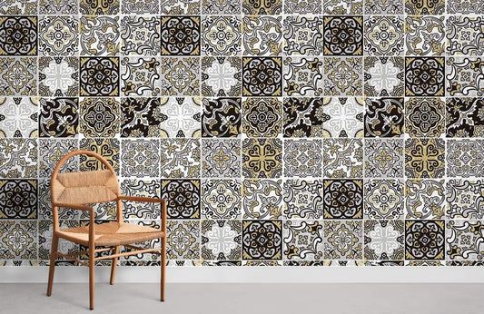 Victorian Geometric Tile Effect Mural Wallpaper