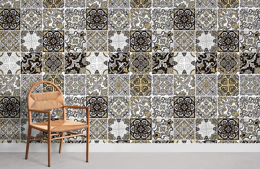 Victorian Geometric Tile Effect Mural Wallpaper