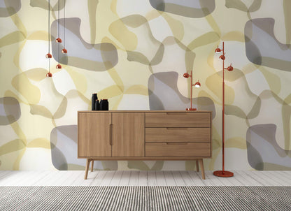 Modern Abstract Geometric Overlapping Graphics Mural Wallpaper in living room