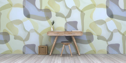 Modern Abstract Geometric Overlapping Graphics Mural Wallpaper in office