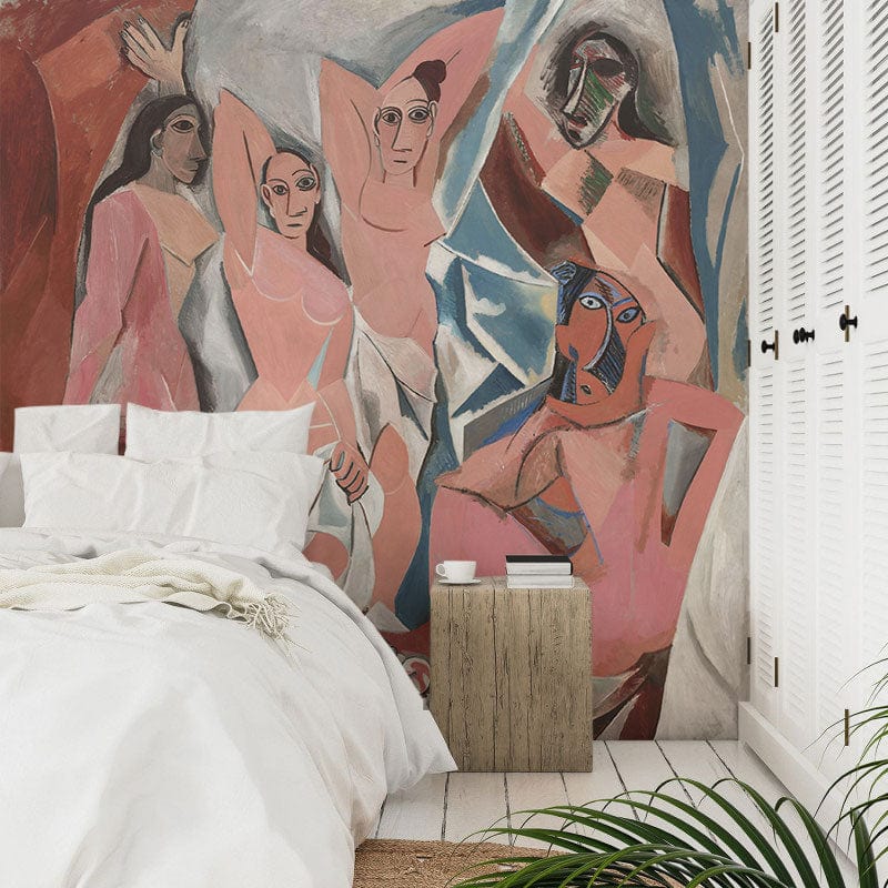 abstract portrait wallpaper mural bedroom design