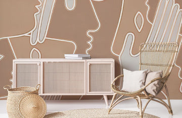 Abstract Line Art Neutral Wallpaper Mural