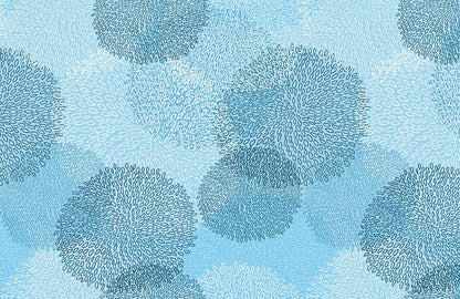 Blue Floral Blossom Geometric Mural Wallpaper