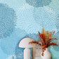 Blue Floral Blossom Geometric Mural Wallpaper