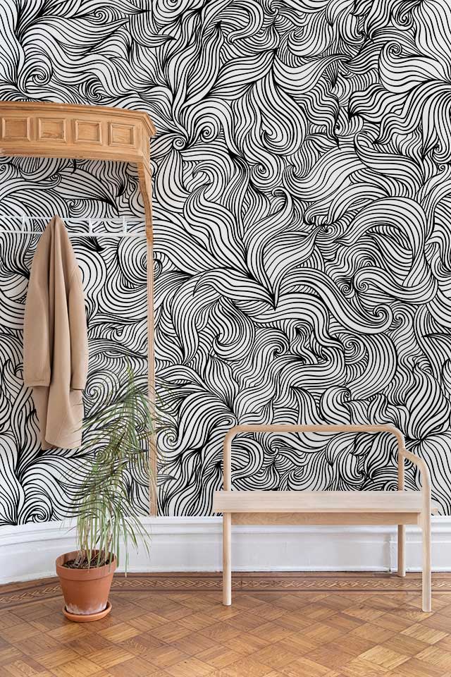 Wall Mural with Decorative Abstract Twisted Lines