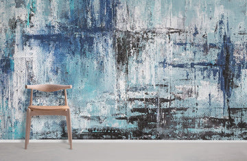 Abstract Blue Urban Brushstroke Mural Wallpaper