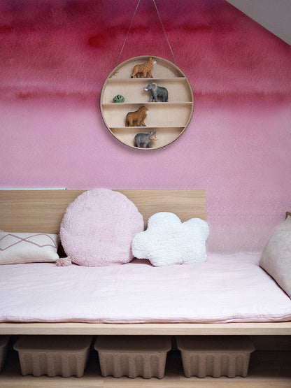 Ombre Watercolor Blush Mural Wallpaper in bedroom