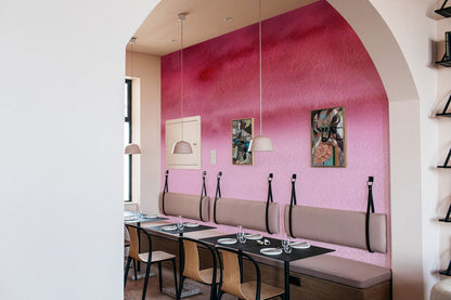 Ombre Watercolor Blush Mural Wallpaper in dining area