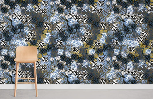 Abstract Geometric Navy Gold Mural Wallpaper