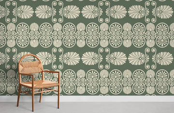 Vintage Botanical Green Gold Mural Wallpaper