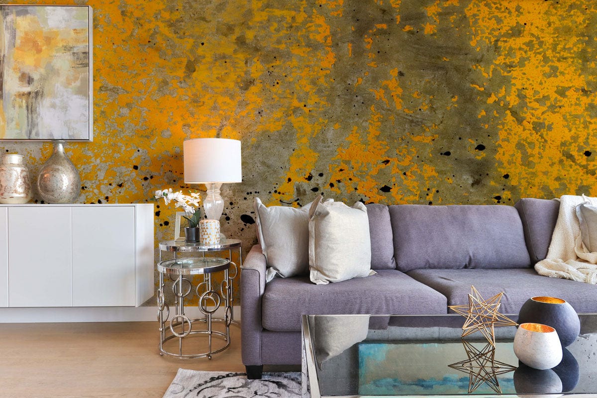 Decorate your living room with this antique yellow paint wall mural wallpaper.