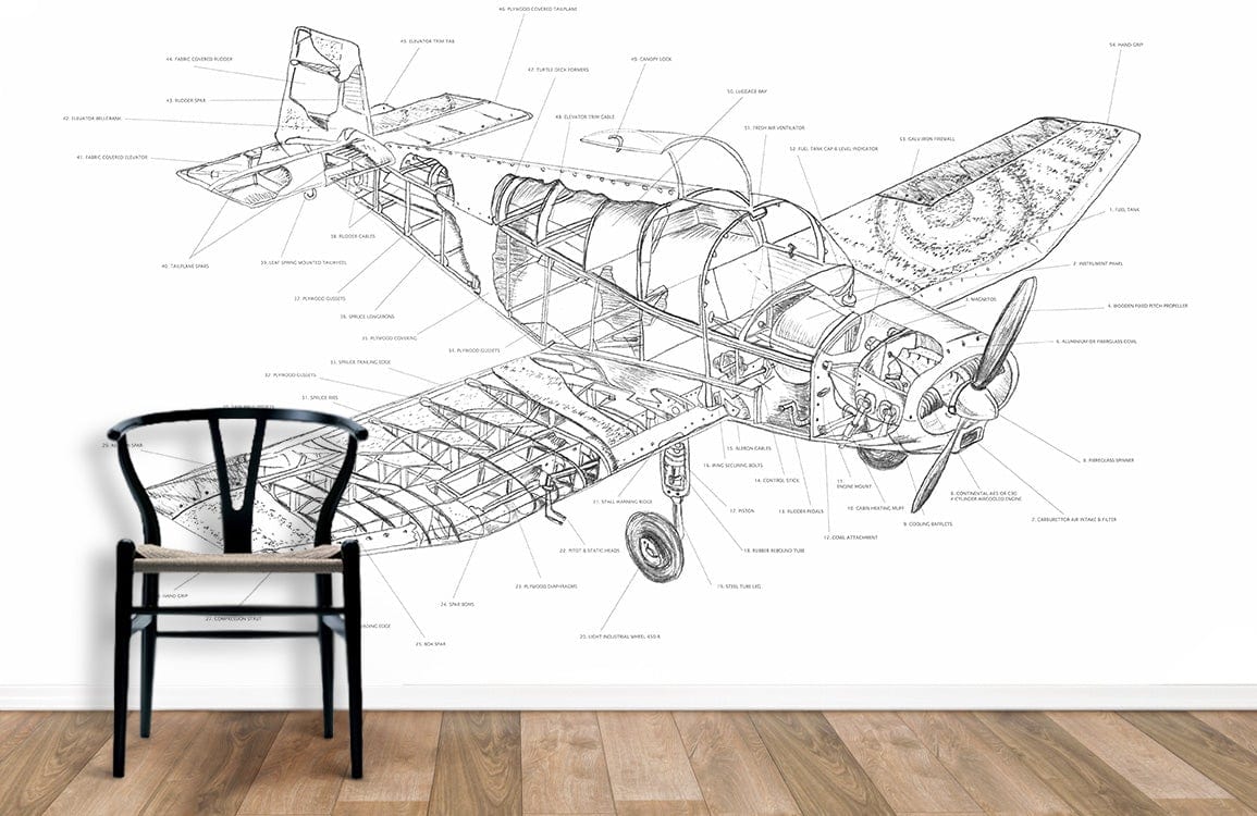 Aircraft Construction vintage wallpaper mural room