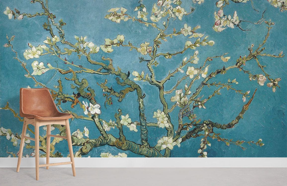 Almond Flower oil painting wallpaper Mural for Room decor