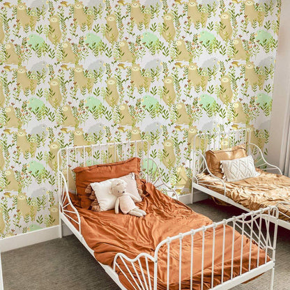 Whimsical Forest Animals Nursery Wallpaper Mural in bedroom
