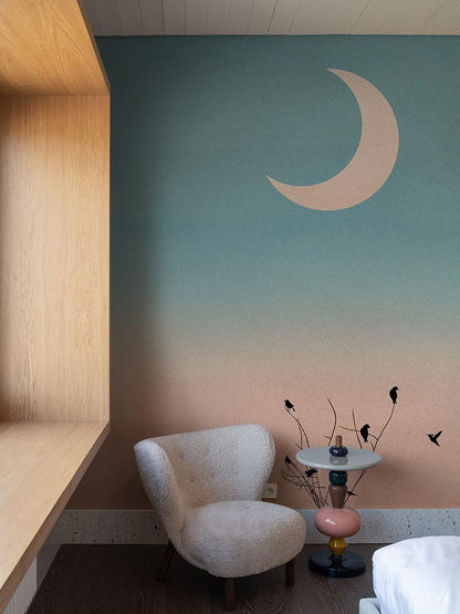 Serene Twilight Birds Silhouette Mural Wallpaper in bedroom