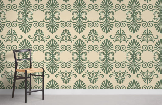 Ancient Greece Key Green Wallpaper Mural