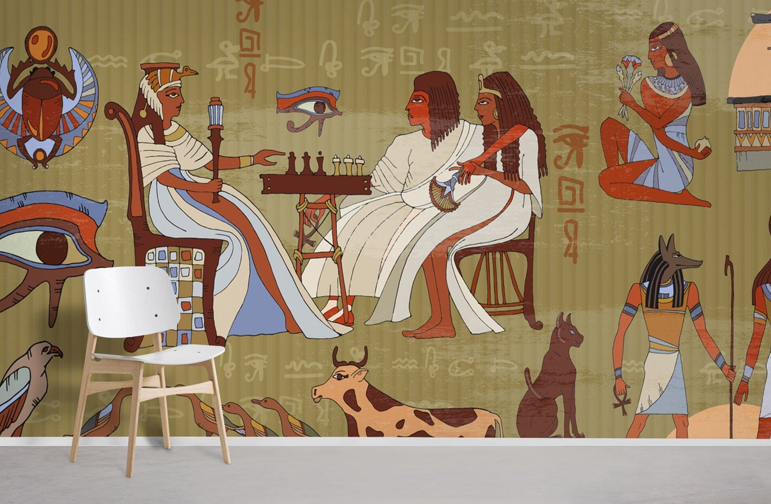 Ancient Egyption Aristocracy Playing Chess Wallpaper Mural Room
