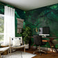 A mural of a green forest on wallpaper for a room