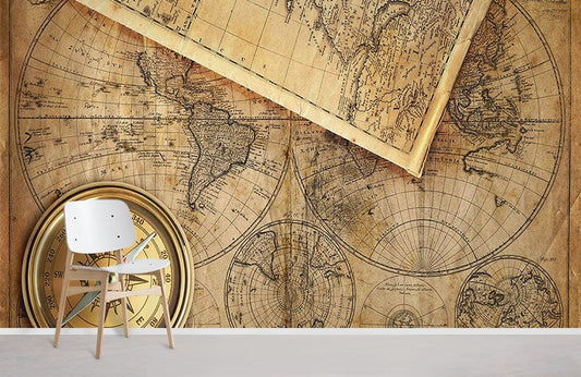 Vintage Nautical Map Mural Wallpaper