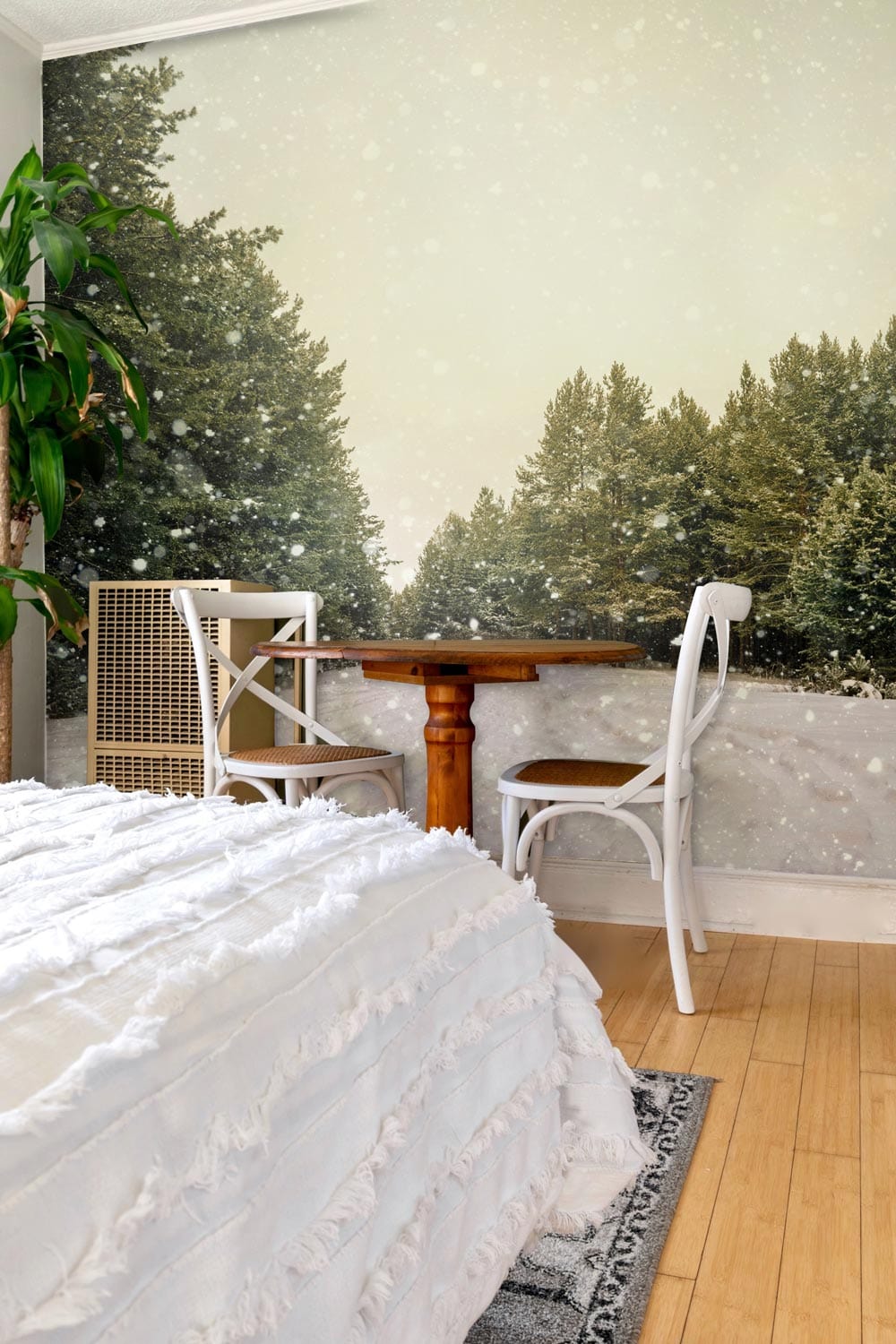 unique snow scenery in forest mural for home