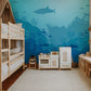 a blue ocean globe cartoon wallpaper designed just for a child's bedroom