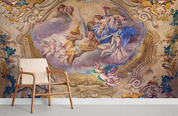 Baroque Ceiling Fresco Inspired Mural Wallpaper