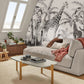 Printed Mural Wallpaper for the Living Room Decoration, Depicting Various Wild Animals in a Tropical Setting
