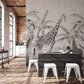 A mural wallpaper with animals living in a tropical setting is going to be used for the dining room's decoration.