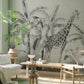 Mural wallpaper depicting animals in tropical environments, suitable for use in adorning the living room